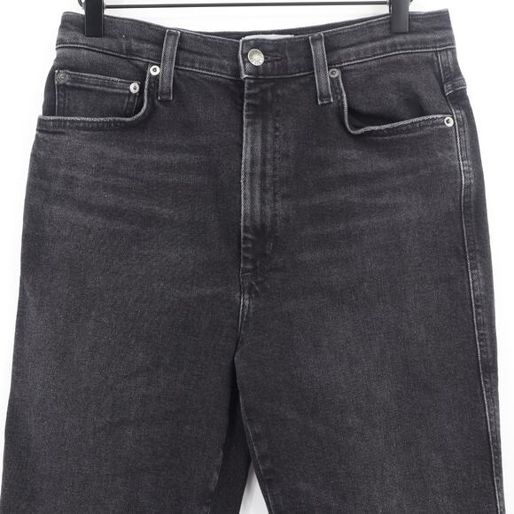 Agolde Women's Riley High Rise Straight Crop Jeans Panoramic Black Sz 29 - Picture 3 of 8